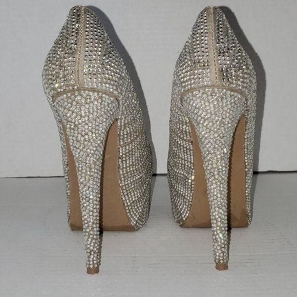 Steve Madden Platform Heels Shoes Rhinestones Stilettos Women's Woman's Size 8 - Picture 4 of 13